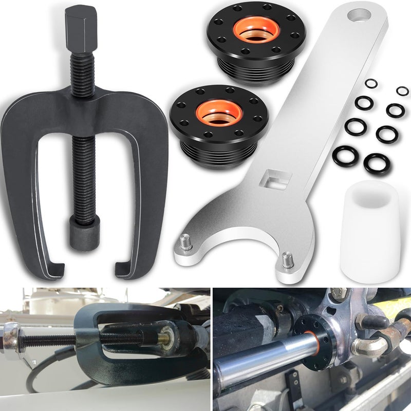 Camoo Steering Support Bracket Puller for Seastar/Uflex, and HC5345 Seal Kit for Seastar Front Mount Hydraulic Steering Cylinder Seal & Pin Wrench HS5157 Kit HC5340, HC5342, HC5343 - Image 1